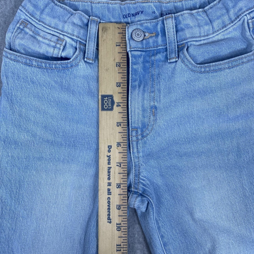 Old Navy Flare Jeans Girls 10 Light Wash Distressed High Rise Denim - Picture 13 of 16